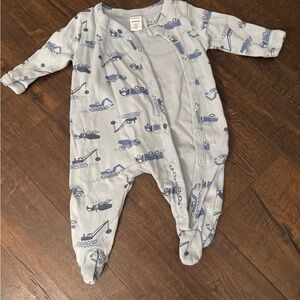 Nordstrom Blue Construction Print Footed One-Piece for Kids